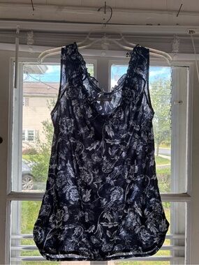 Navy Floral Sleeveless Top